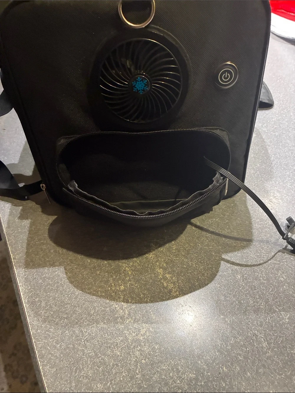 Black Pet Travel Carrier with Built-In Fan